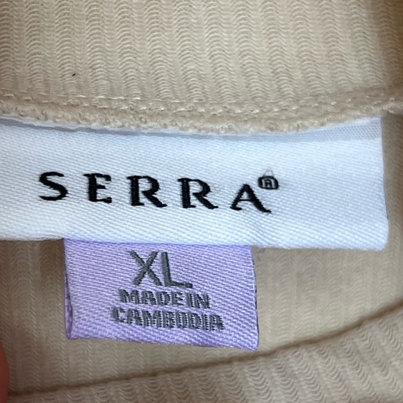 Serra Women Sweater XL Turtle Neck Cream Soft Ribbed Knit Texture Lightweight - Picture 6 of 12